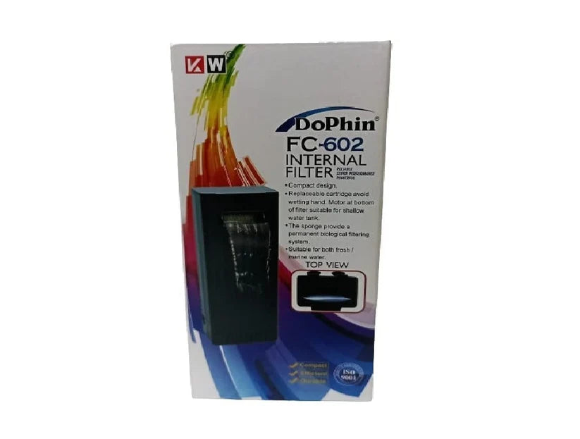 Dophin FC-602 Internal Filter Box for Aquarium Fish Tank | Suitable for Both Fresh and Marine Water | Output: 170L-200L/H | Suitable for Tank Size 30L