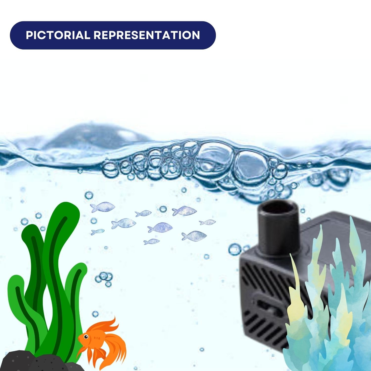 Dophin P150 Submersible Small Pump for Aquarium Fish Tank Fountain | Compact, Reliable and Durable | Output: 250/250L/H | Suitable for Tank Size 40L