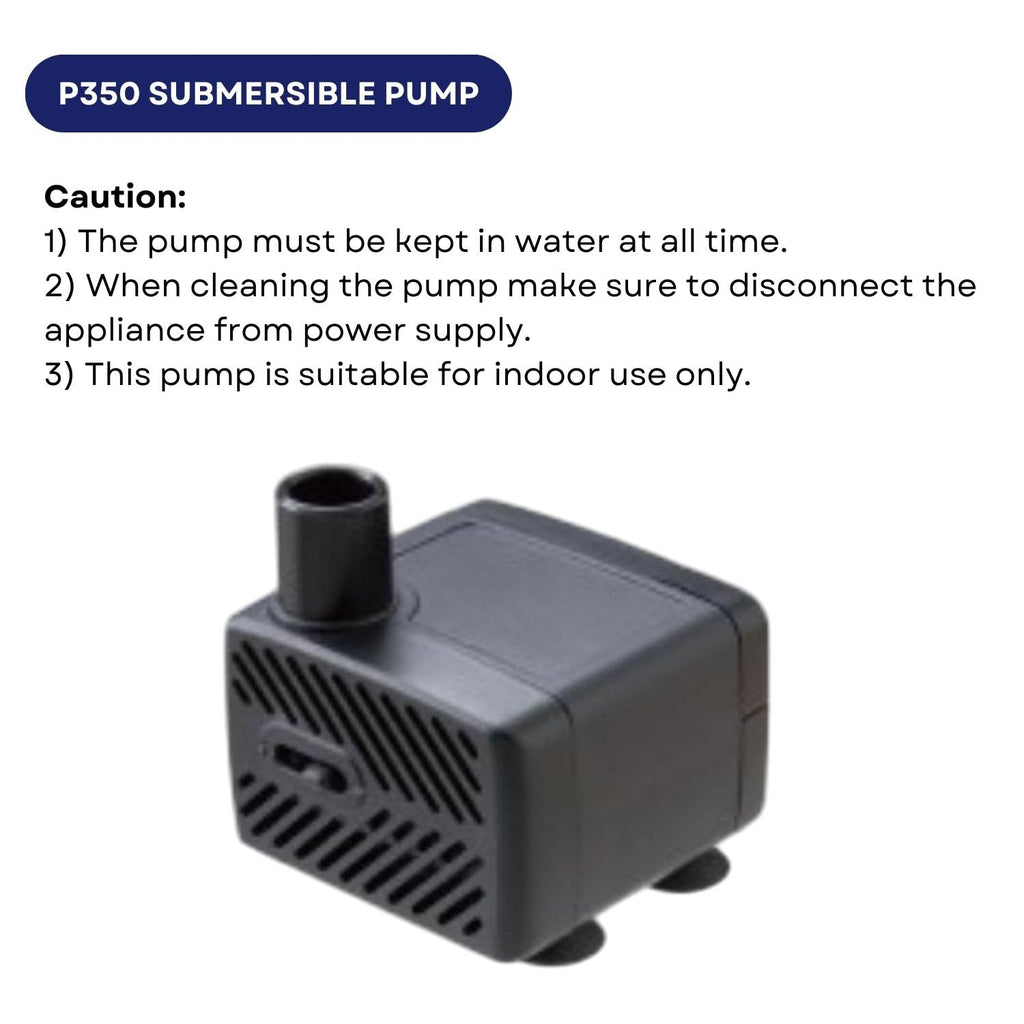 Dophin P350 Submersible Small Pump for Aquarium Fish Tank Fountain | Compact, Reliable and Durable | Output: 350/320L/H | Suitable for Tank Size 80L