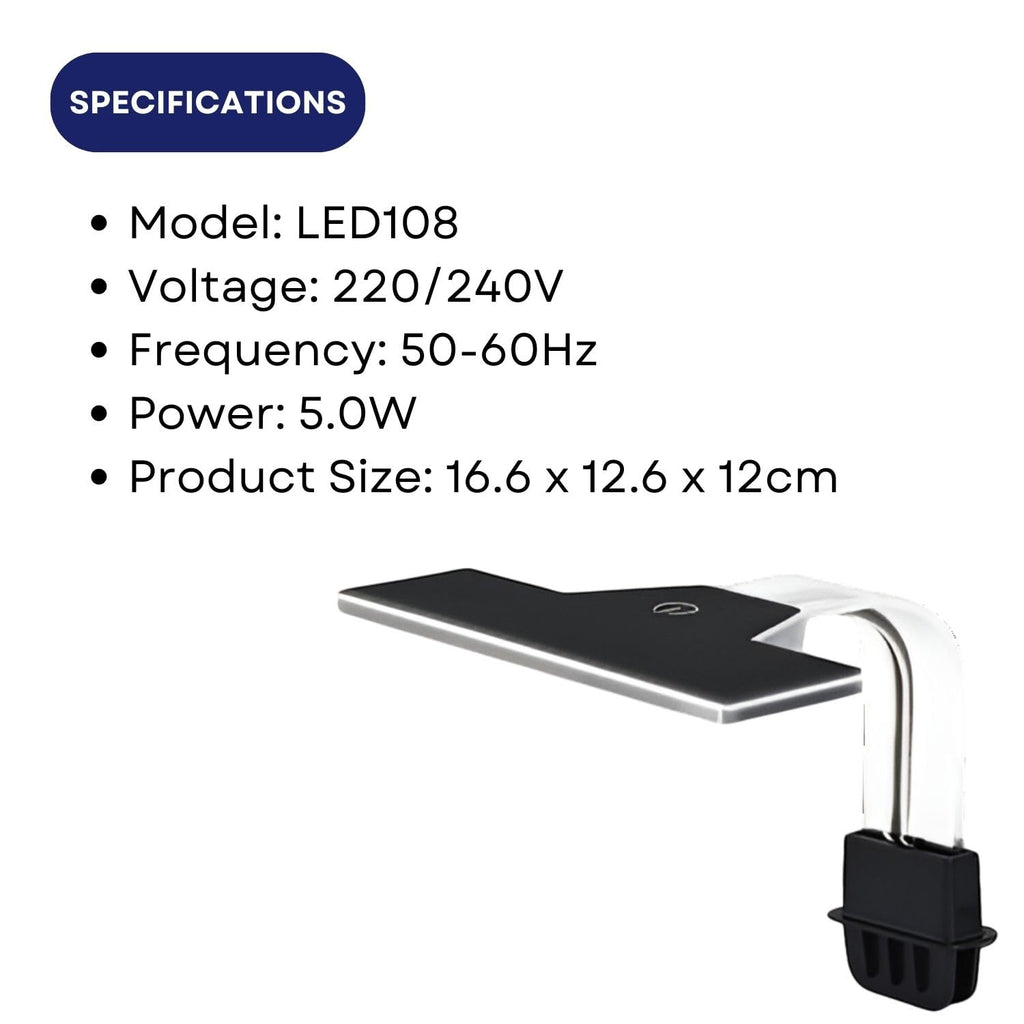 Dophin LED108 Slim LED Light for Aquarium Fish Tank | LED Light with Memory Function | 4-Way Touch Switch |