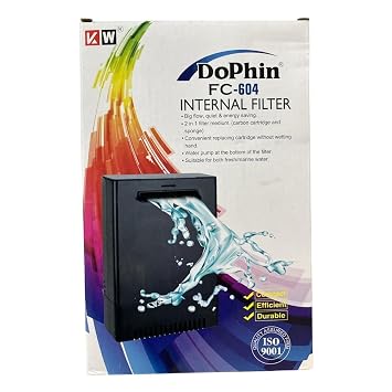 Dophin FC-604 Internal Filter Box for Aquarium Fish Tank | Suitable for Both Fresh and Marine Water | Output: 380L/H | Suitable for Tank Size 75L