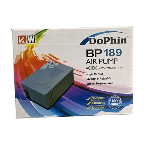 Dophin BP189 Air Pump | AC/DC Auto Convert Pump for Aquarium | Output: 500mL/min | Suitable for Fish Tank Size 30/120L