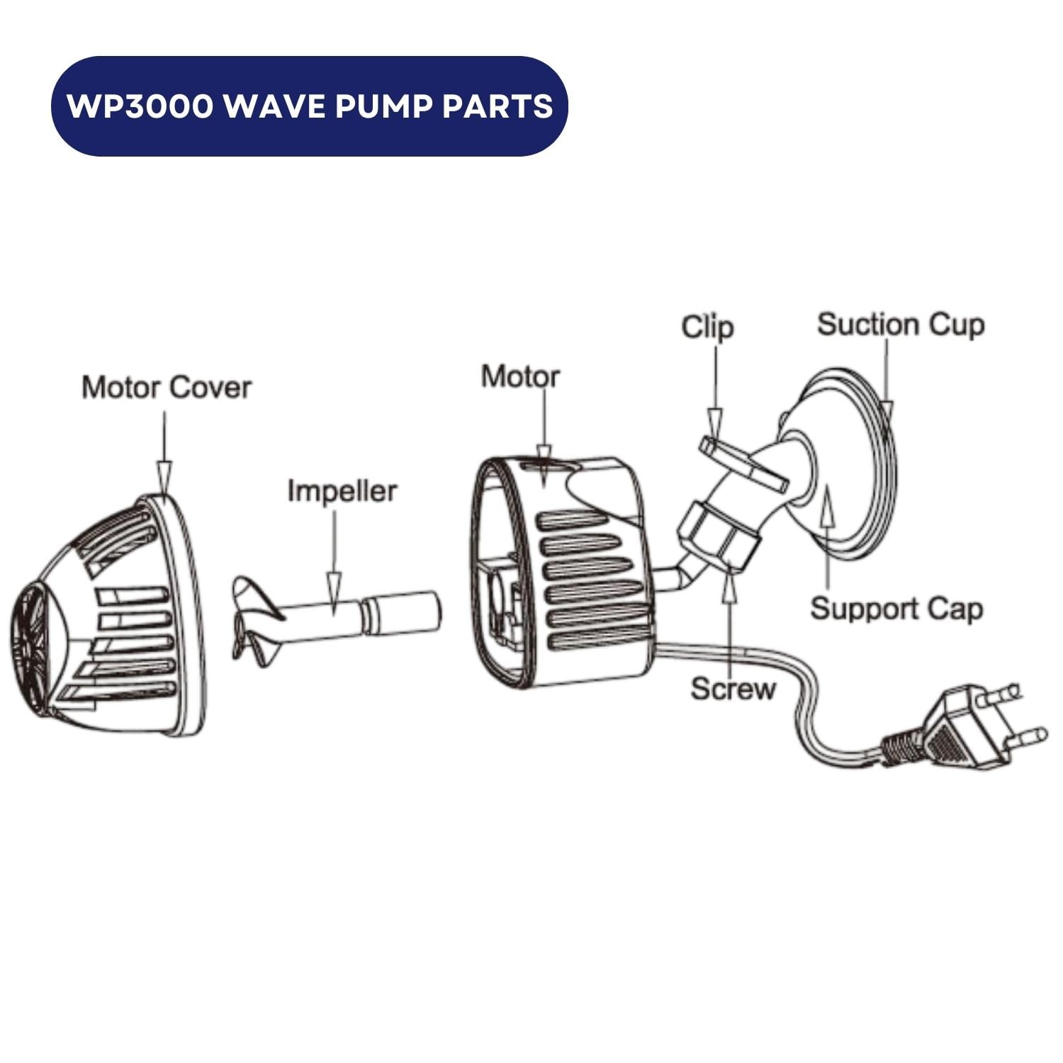 Dophin WP3000 Wave Pump for Aquarium Fish Tank | Output: 5000L/H | Suitable for Tank Size 190-380L