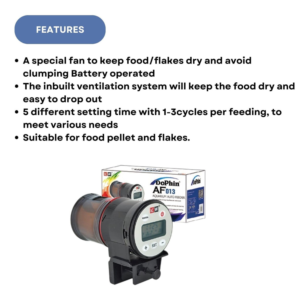 Dophin AF013 LCD Aquarium Auto Feeder | Battery Operated | Suitable for Food Pellets and Flakes