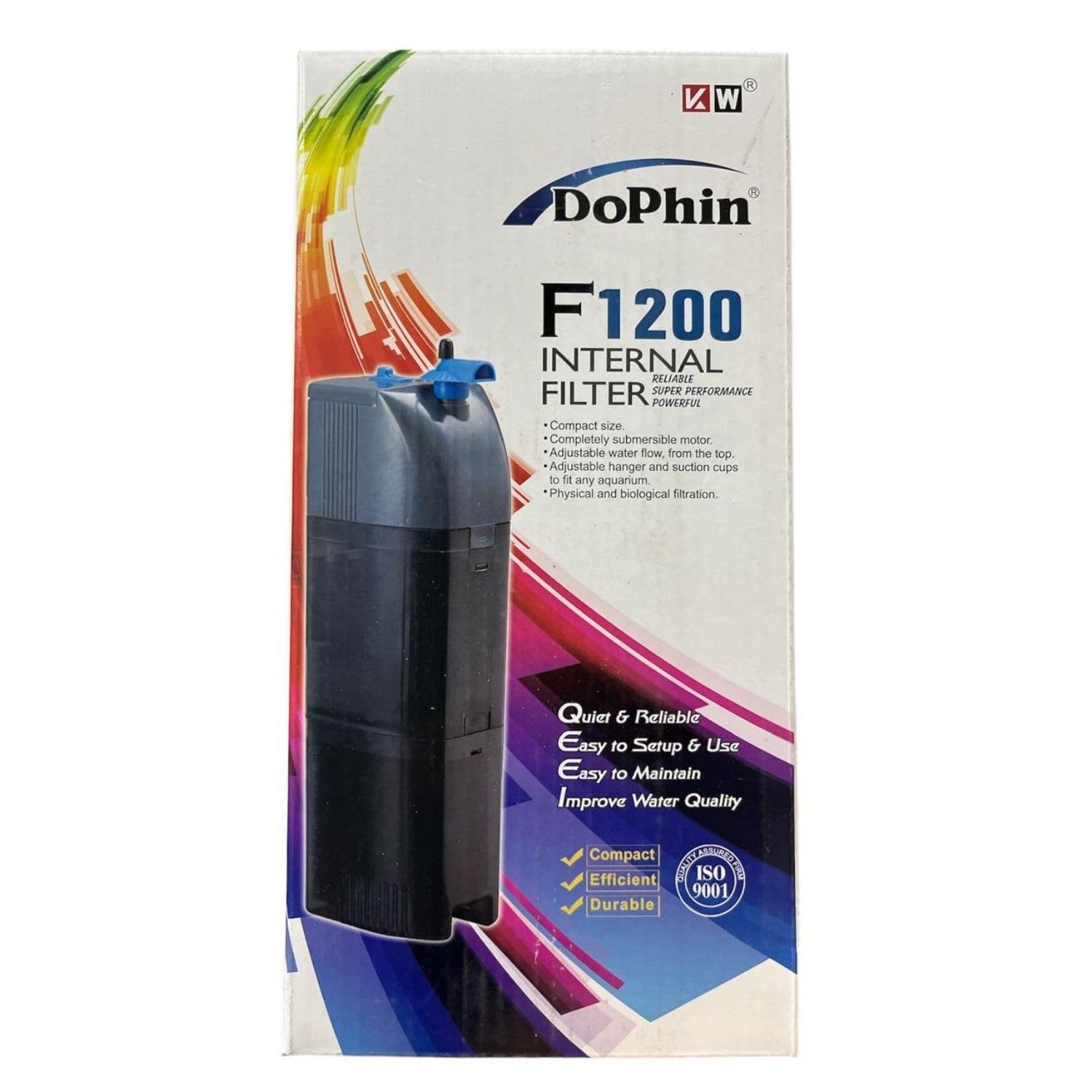 Dophin F1200 Internal Filter for Aquarium Fish Tank | Completely Submersible Motor | Output: 580/500 L/H | Suitable for Fish Tank Size 120L