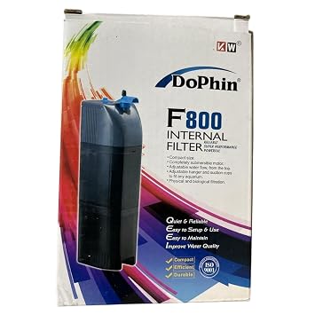 Dophin F800 Internal Filter for Aquarium Fish Tank | Completely Submersible Motor | Output: 400/360 L/H | Suitable for Fish Tank Size 80L
