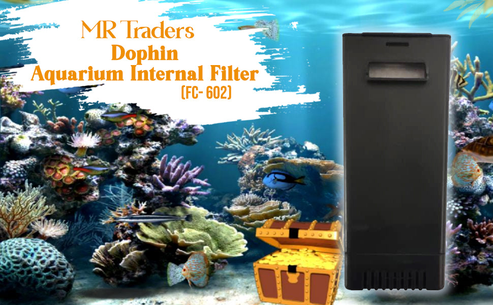 Dophin FC-602 Internal Filter Box for Aquarium Fish Tank | Suitable for Both Fresh and Marine Water | Output: 170L-200L/H | Suitable for Tank Size 30L