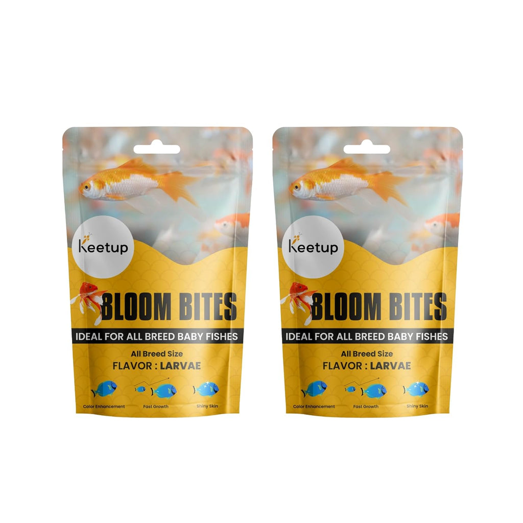 KEETUP Bloom Bites (20 Gram) for Baby Fish | Premium Fish Food Flakes | High Protein, Nutrient Rich for Freshwater & Tropical Aquariums (Pack of 2)