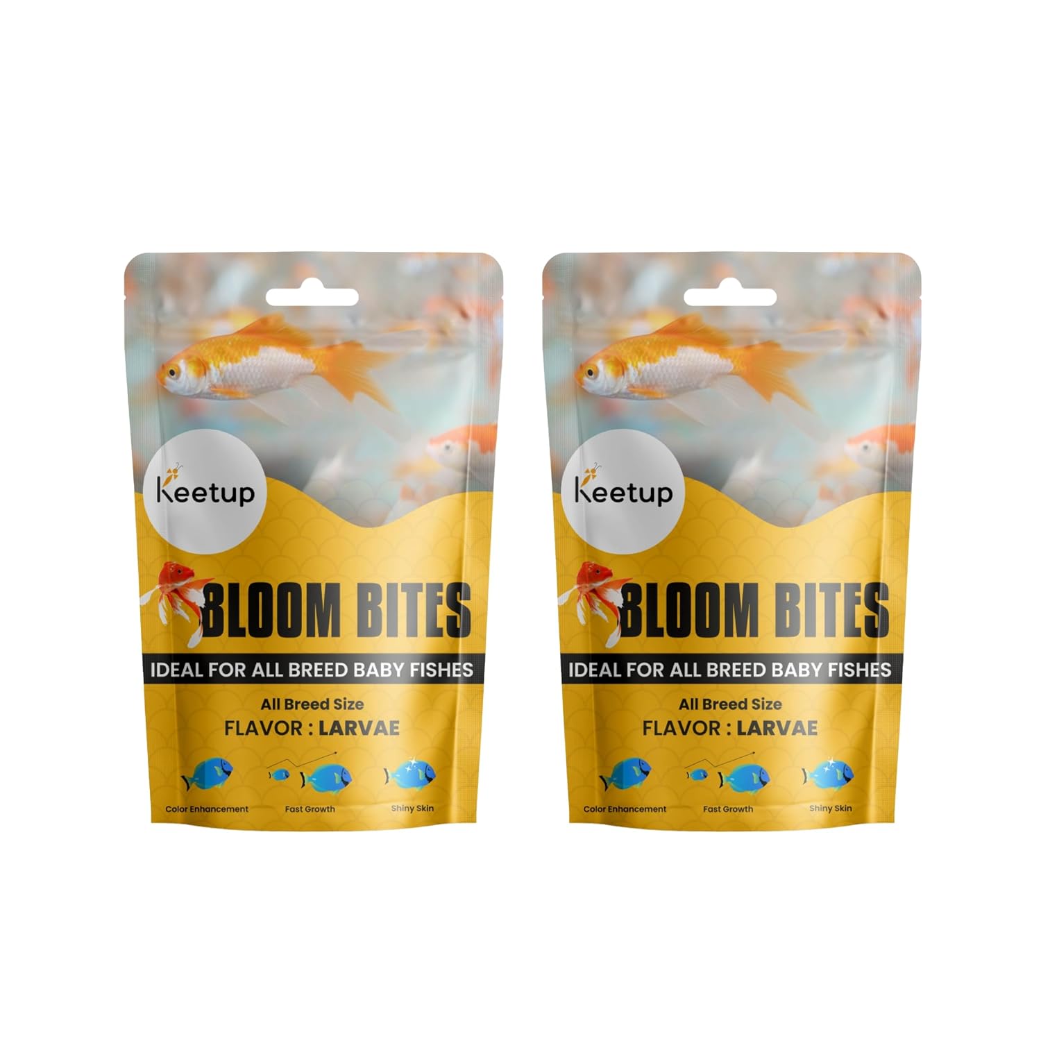 KEETUP Bloom Bites (20 Gram) for Baby Fish | Premium Fish Food Flakes | High Protein, Nutrient Rich for Freshwater & Tropical Aquariums (Pack of 2)