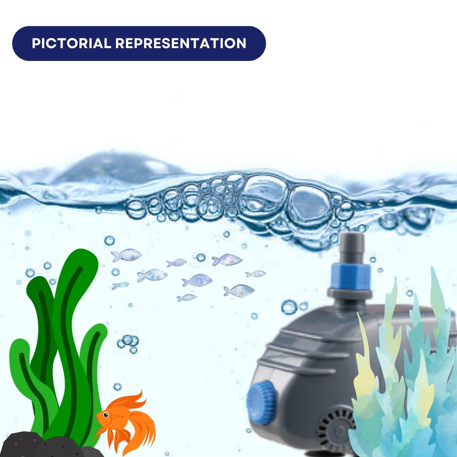 Dophin P2000 Submersible Filter Pump for Aquarium Fish Tank | Energy Efficient | Ideal for Marine/Fresh Water Fish Tank | Output: 750/700L/H | Suitable for Tank Size 150L