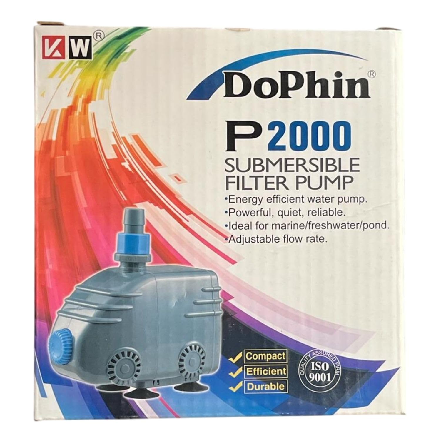 Dophin P2000 Submersible Filter Pump for Aquarium Fish Tank | Energy Efficient | Ideal for Marine/Fresh Water Fish Tank | Output: 750/700L/H | Suitable for Tank Size 150L