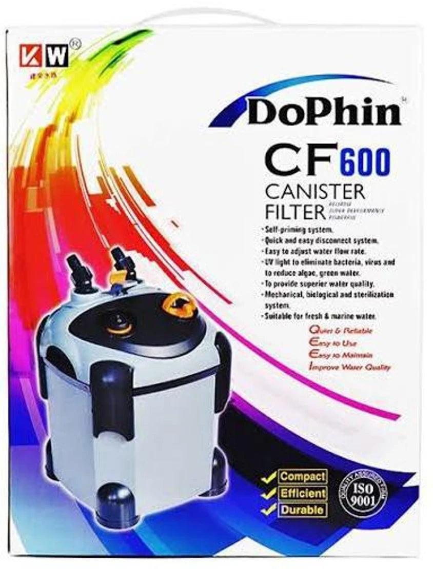 DOPHIN CF-600 Canister Filter for Aquarium Fish Tank | Watt 20W | Max Output 650 L/H | Suitable for 70L Fresh/Marine Aquarium
