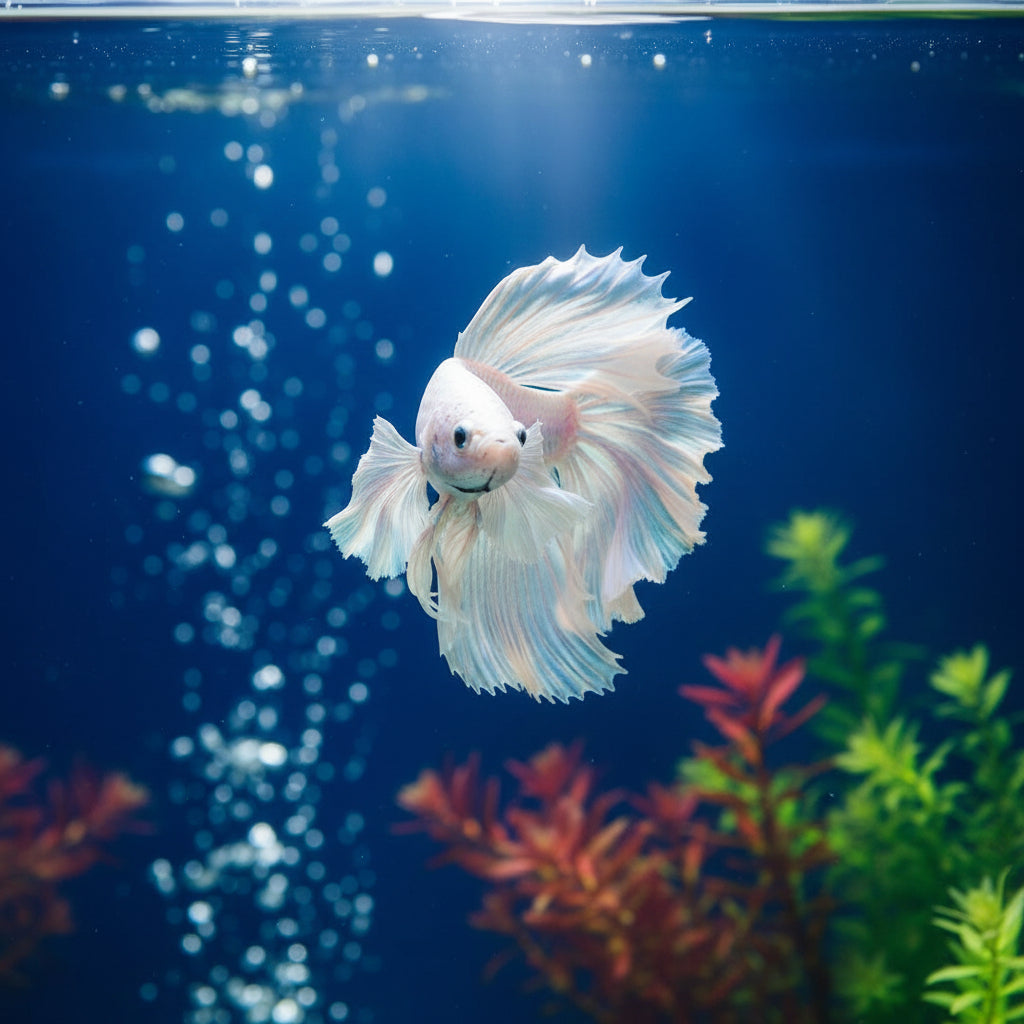 Whale tail milk white koi